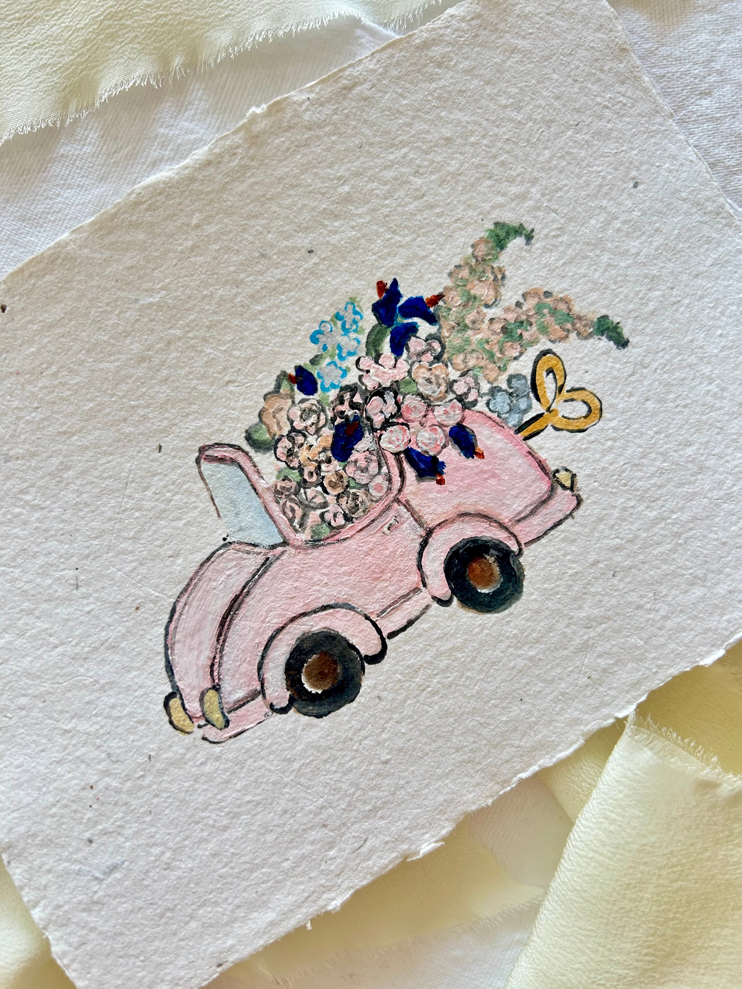 Pink Vintage Car